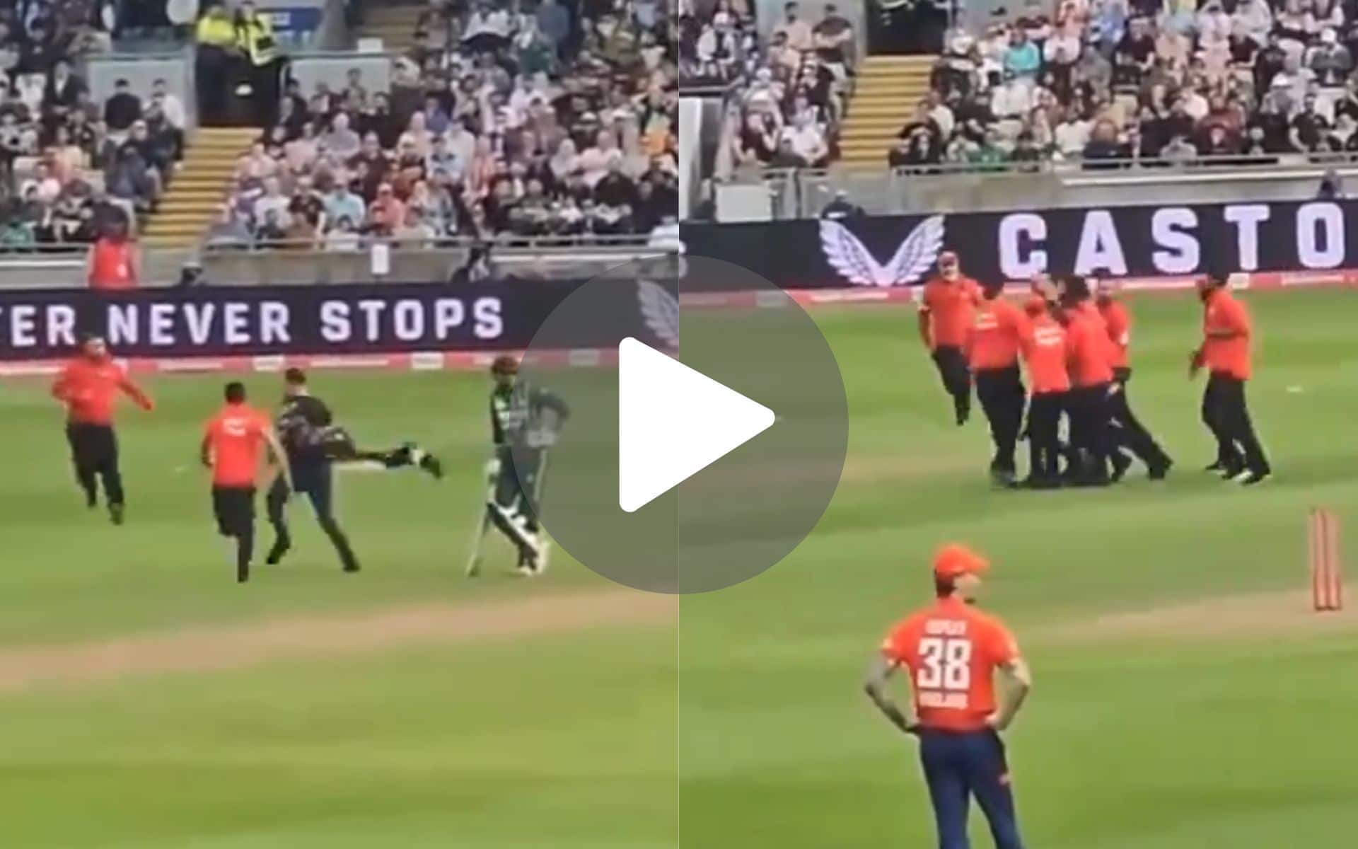 [Watch] ENG-PAK 2nd T20I Halted By Pitch Invader Carrying Palestine Flag In Birmingham